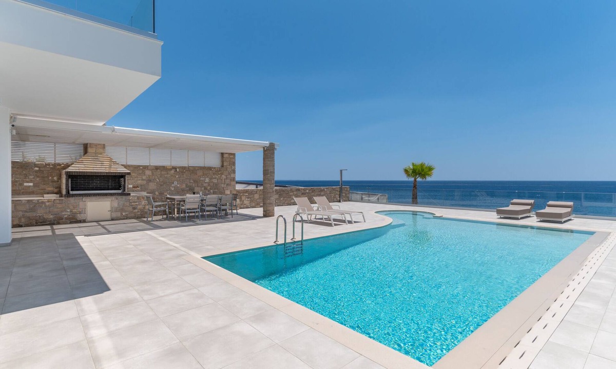 Mavros Kolimpos Villa | seafront brand new luxury villa swimming pool -ideal for families, free transfer