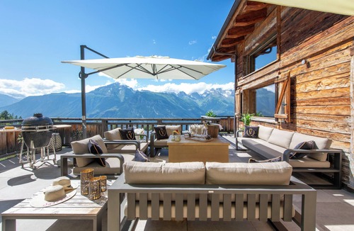 Mayens-de-Riddes Ski Chalet | Luxury Chalet V with heated pool and breath taking view