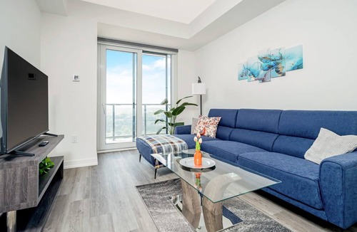 Kitchener Apartment | Modern High-Rise 24th Floor Condo w Private Patio
