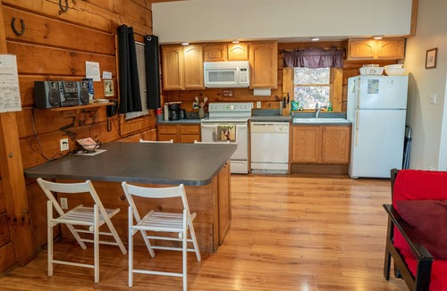Stanley Cabin | Secluded log cabin, fireplace, wi-fi, hot tub on deck! Secluded on 6 acres