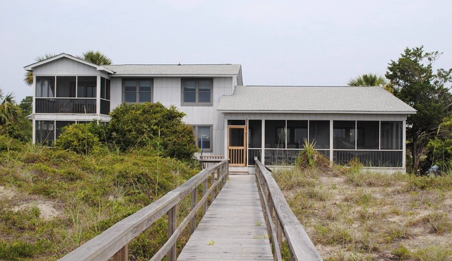 Oceanfront home with private walkway to the beach at North Litchfield in Pawleys Island.