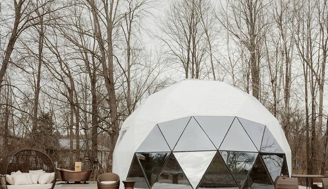 Peaceful Boho Dome Escape with Open Field Views in Ontario, Canada