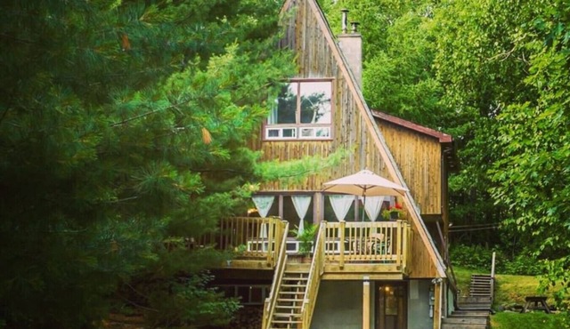 Rustic A-Frame with Hot Tub, Fire pit, and BBQ.