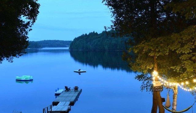 Stylish Waterfront Cottage, flat private Beach, North of Muskoka