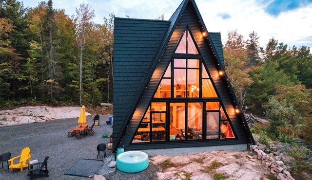 Waterfront Timber A-Frame Cabin on French River